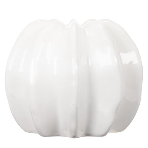 Jarrón de cerámica con forma de calabaza, blanco, decoración para el hogar, 15 cm. | Floristik24.es