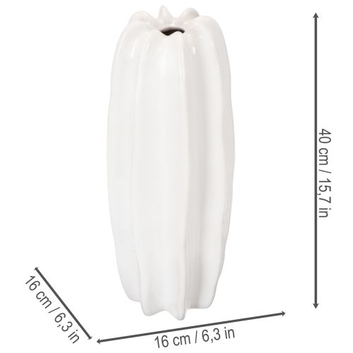 Jarrón acanalado, jarrón de cerámica moderno para flores secas, 40 cm | Floristik24.es