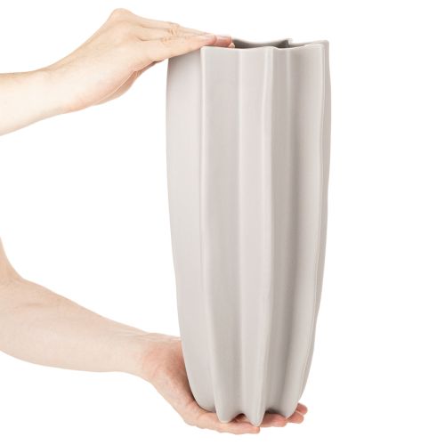 Jarrón moderno acanalado, jarrón alto decorativo para flores secas, 38 cm. | Floristik24.es