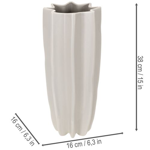 Jarrón moderno acanalado, jarrón alto decorativo para flores secas, 38 cm. | Floristik24.es