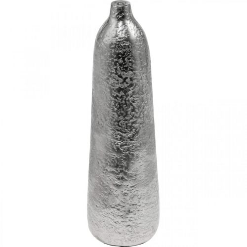 Floristik24 Florero decorativo florero de metal martillado plateado Ø9,5cm H32cm