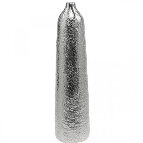 Artículo Florero decorativo florero de metal martillado plateado Ø9,5cm H41cm
