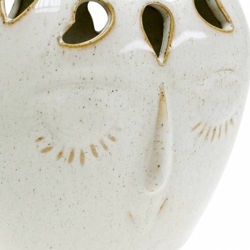 Floristik24 Jarrón de cerámica con crema facial, beige Al. 13 cm aspecto loza 1 pieza