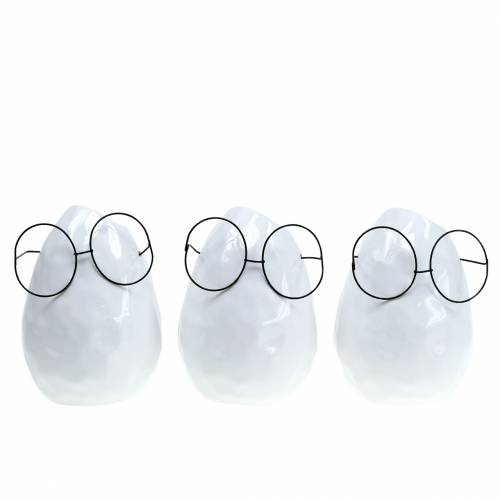 Artículo Jarrón con vasos Decoración de Pascua cerámica blanca Ø8,5cm H13cm 3 piezas