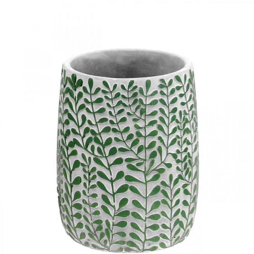 Floristik24 Florero, decoración de cerámica, aspecto cemento, jarrón con decoración de zarcillo Ø13cm H17cm