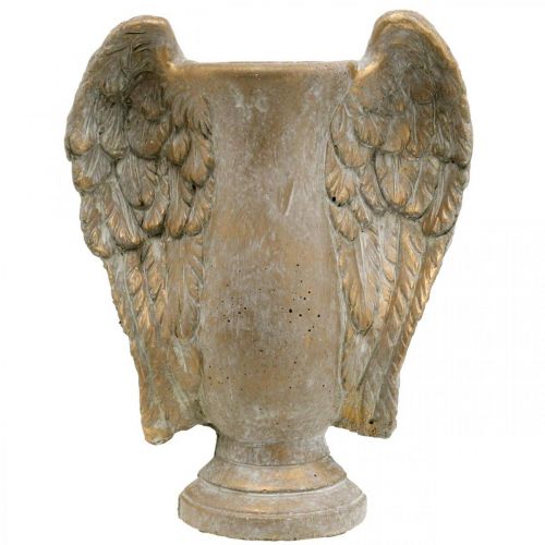 Floristik24 Jarrón decorativo de hormigón, ánfora con alas de ángel aspecto dorado vintage An.20.5cm Al.26cm