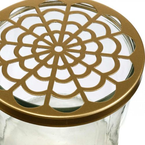 Floristik24 Florero de vidrio con tapa insertable, rejilla insertable, florero de mesa con ayuda insertable H10cm Ø10cm