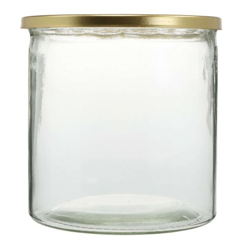 Floristik24 Florero con tapa de metal, ayuda para enchufar, florero de vidrio con accesorio para enchufar, decoración de mesa H15cm Ø15cm