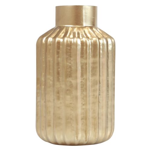 Floristik24 Florero florero de cristal dorado con ranuras florero de cristal Ø8cm H14cm