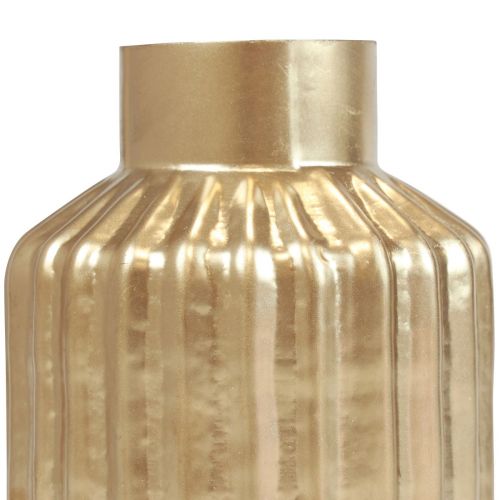 Floristik24 Florero florero de cristal dorado con ranuras florero de cristal Ø8cm H14cm