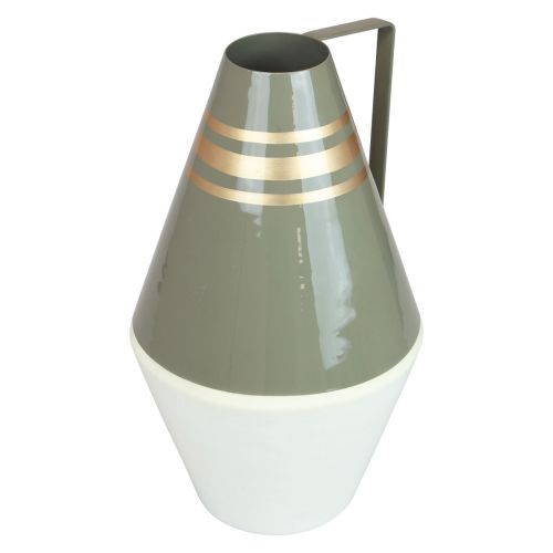 Artículo Jarrón con asa de metal gris/crema/oro vintage Ø19cm H31cm