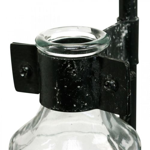 Artículo Jarrón decorativo botella decorativa con soporte de metal negro Ø16cm