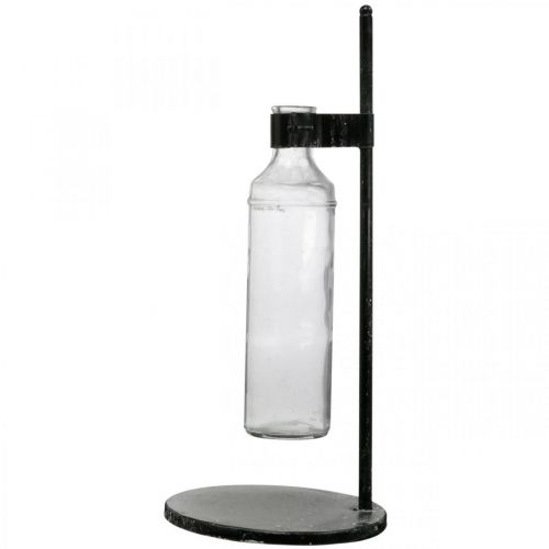 Artículo Jarrón decorativo botella decorativa con soporte de metal negro Ø16cm