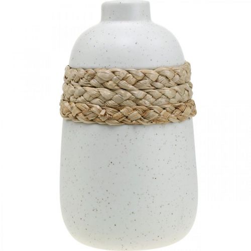 Artículo Florero de cerámica blanca y jarrón de algas marinas decoración de verano H17.5cm