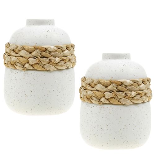 Artículo Florero de mesa de algas marinas de cerámica blanca H10,5 cm 2 piezas