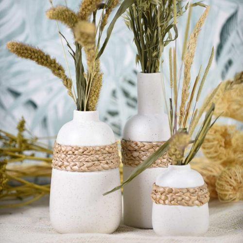 Artículo Florero de cerámica blanca y jarrón de algas marinas decoración de mesa Al. 22,5 cm