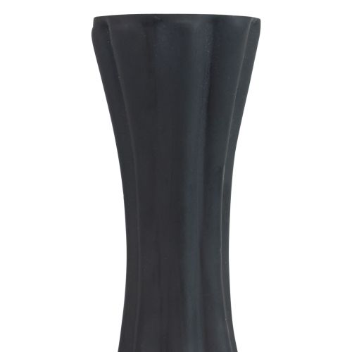 Artículo Florero florero de vidrio negro con ranuras florero de vidrio Ø6cm H18cm