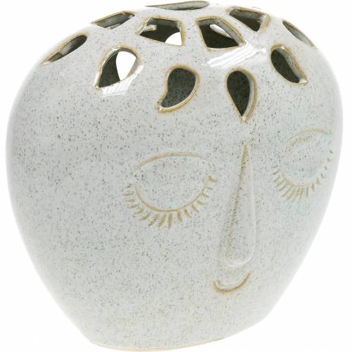 Floristik24 Jarrón con crema facial, beige Al. 18 cm aspecto gres 1 ud