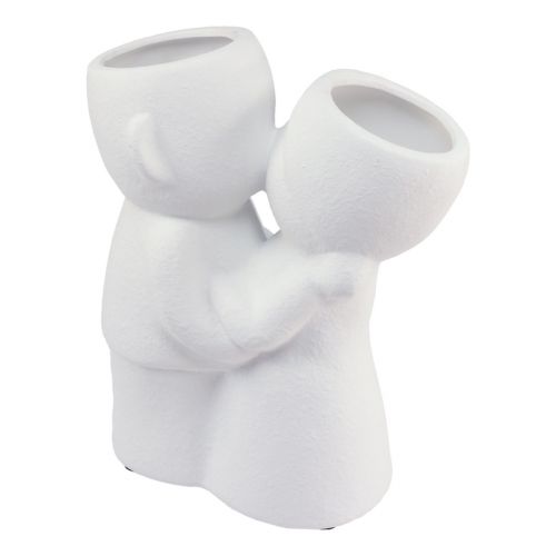 Floristik24 Jarrón Blanco Pareja Besándose Jarrón Doble Cerámica Al. 29 cm