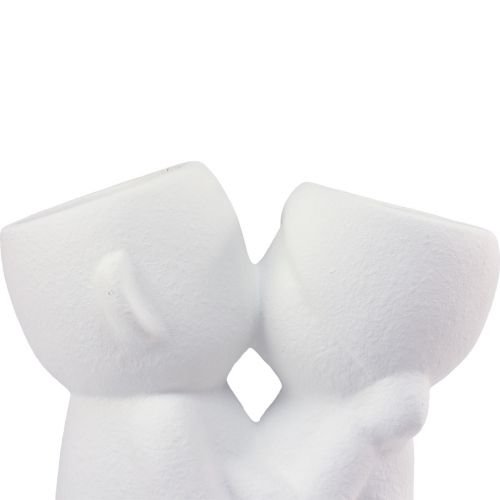Floristik24 Jarrón Blanco Pareja Besándose Jarrón Doble Cerámica Al. 29 cm