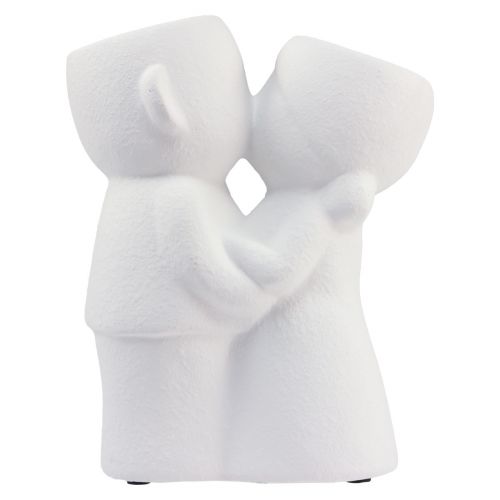 Floristik24 Jarrón Blanco Pareja Besándose Jarrón Doble Cerámica Al. 29 cm