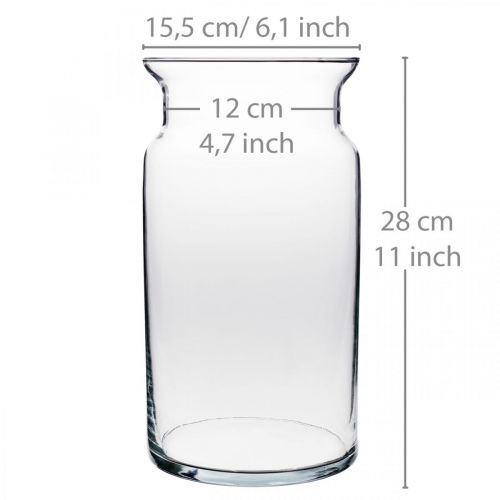 Floristik24 Jarrón de cristal, jarrón decorativo, vaso de vela Ø15.5cm H28cm