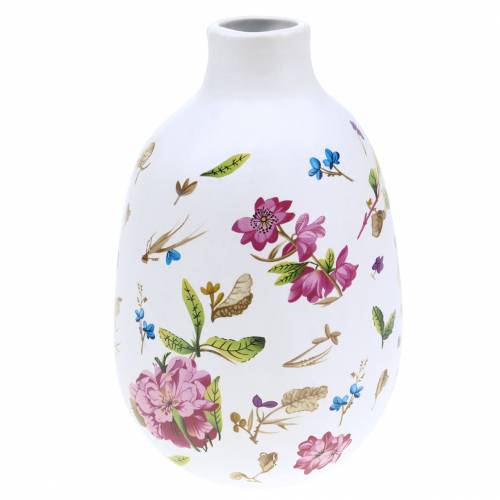 Floristik24 Jarrón decorativo blanco floral Ø11cm H17,5cm