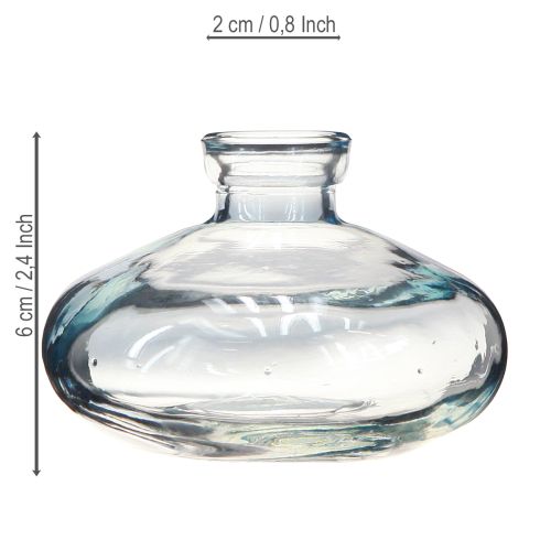 Artículo Jarrones decorativos de cristal plano bulboso azul Ø9cm H6cm 6 uds