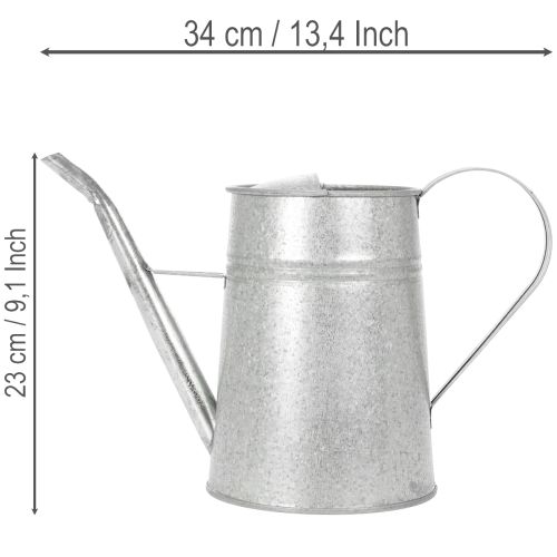 Regadera decorativa galvanizada, de metal, gris, estilo vintage, 1,7 L, 23 cm de alto, para decoraciones florales y macetas con estilo. | Floristik24.es