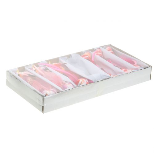 Floristik24 Pájaro en clip rosa, rosa 15cm 12uds