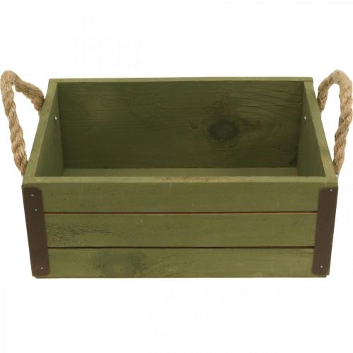 Artículo Macetero vintage de madera verde L24/30cm juego de 2