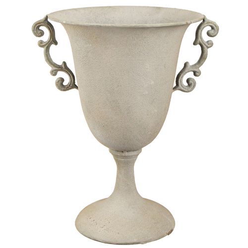 Artículo Taza decorativa vintage con asas decoración de metal gris Al. 30 cm
