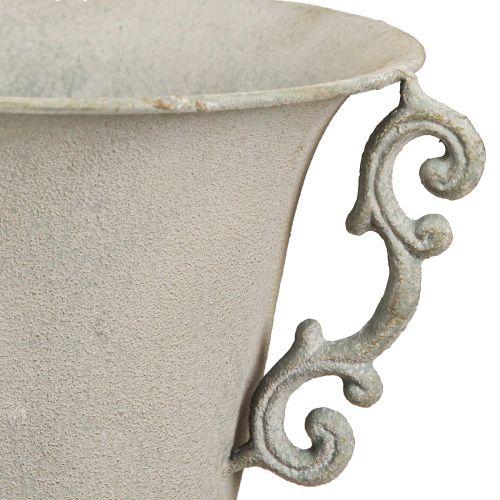 Artículo Taza decorativa vintage con asas decoración de metal gris Al. 30 cm