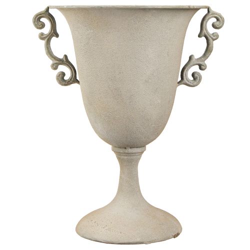 Artículo Taza decorativa vintage con asas decoración de metal gris Al. 30 cm