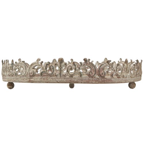 Floristik24 Bandeja decorativa vintage redonda con patas gris Ø30/35cm juego de 2 piezas