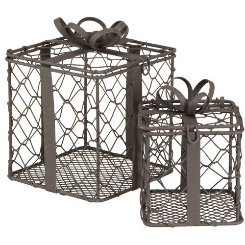 Floristik24 Cesta de alambre vintage regalo metal gris 10,5/7,5 cm juego de 2 piezas