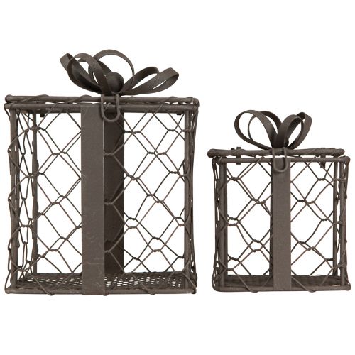 Floristik24 Cesta de alambre vintage regalo metal gris 10,5/7,5 cm juego de 2 piezas