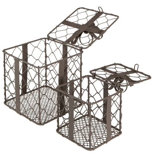 Artículo Cesta de alambre vintage regalo metal gris 10,5/7,5 cm juego de 2 piezas