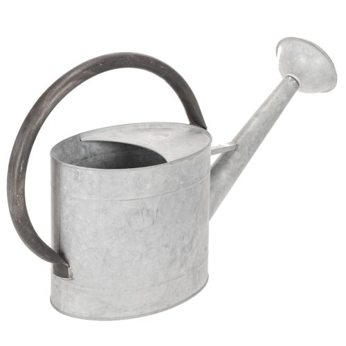 Regadera metálica vintage, gris plateada, elegante decoración de jardín, jarrón para flores, 53 cm de largo x 29 cm de alto. | Floristik24.es