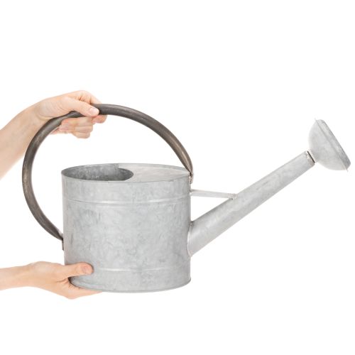 Regadera metálica vintage, gris plateada, elegante decoración de jardín, jarrón para flores, 53 cm de largo x 29 cm de alto. | Floristik24.es