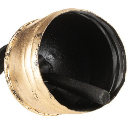 Artículo Campana vintage dorada con cinta de terciopelo negro H15cm