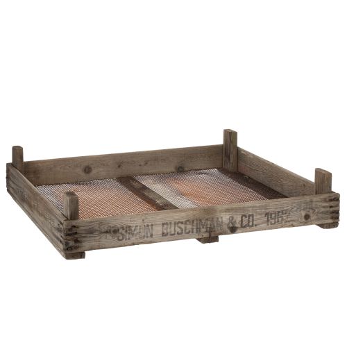 Floristik24 Caja de madera vintage con rejilla metálica, estilo rústico, colador de cebollas, decorativa, 75×50×14cm