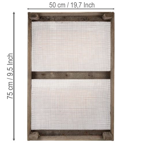 Artículo Caja de madera vintage con rejilla metálica, estilo rústico, colador de cebollas, decorativa, 75×50×14cm