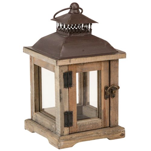 Floristik24 Farol vintage farol de madera marrón oscuro 15×15cm H26cm