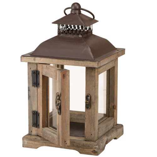 Artículo Farol vintage farol de madera marrón oscuro 15×15cm H26cm