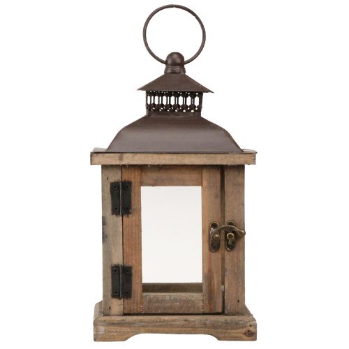 Artículo Farol vintage farol de madera marrón oscuro 15×15cm H26cm