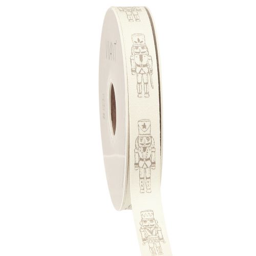 Cinta decorativa vintage tipo cascanueces en color crema para envolver regalos festivos, ancho 15 mm, largo 20 m