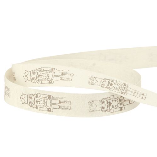 Artículo Cinta decorativa vintage tipo cascanueces en color crema para envolver regalos festivos, ancho 15 mm, largo 20 m