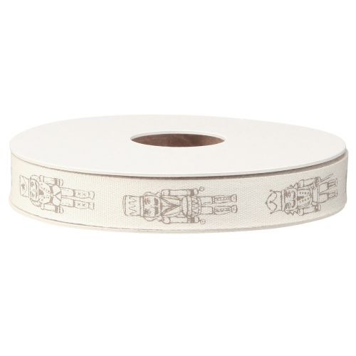 Artículo Cinta decorativa vintage tipo cascanueces en color crema para envolver regalos festivos, ancho 15 mm, largo 20 m