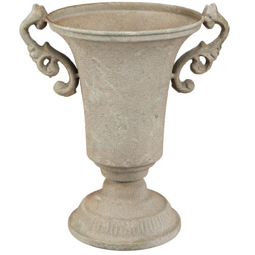 Floristik24 Trofeo vintage de metal gris con asa Al. 22,5 cm